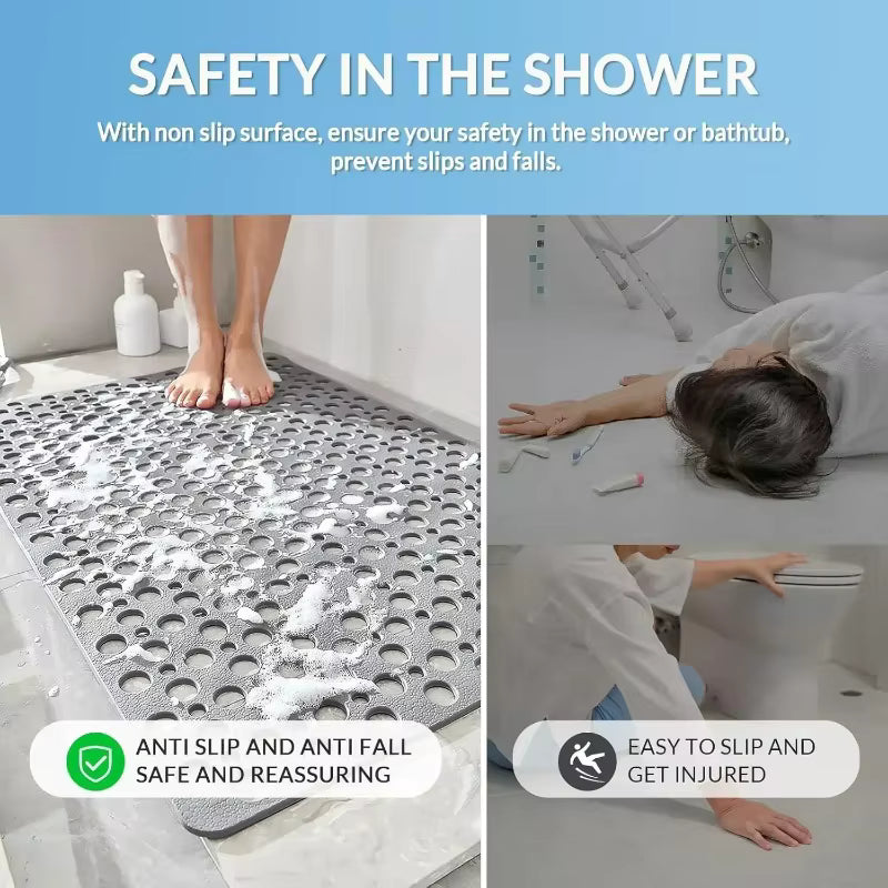 Non Slip Bathroom Mats | Drainage Holes, Suction Base