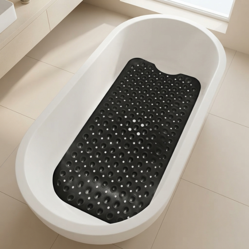 Non Slip Bathtub Mat Suction Cup Drain Design 1