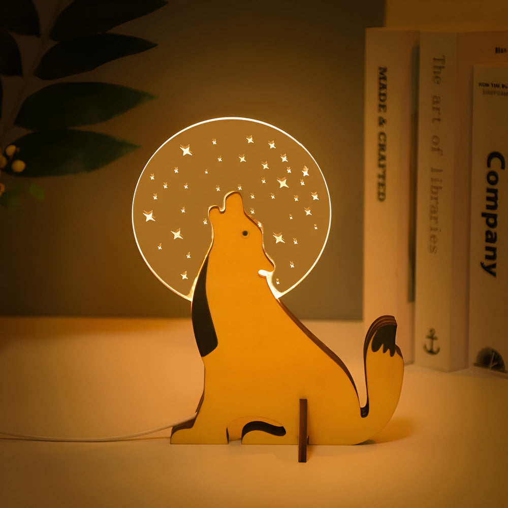 Nordic Wooden Animal LED Table Lamp Sculptural Design 5