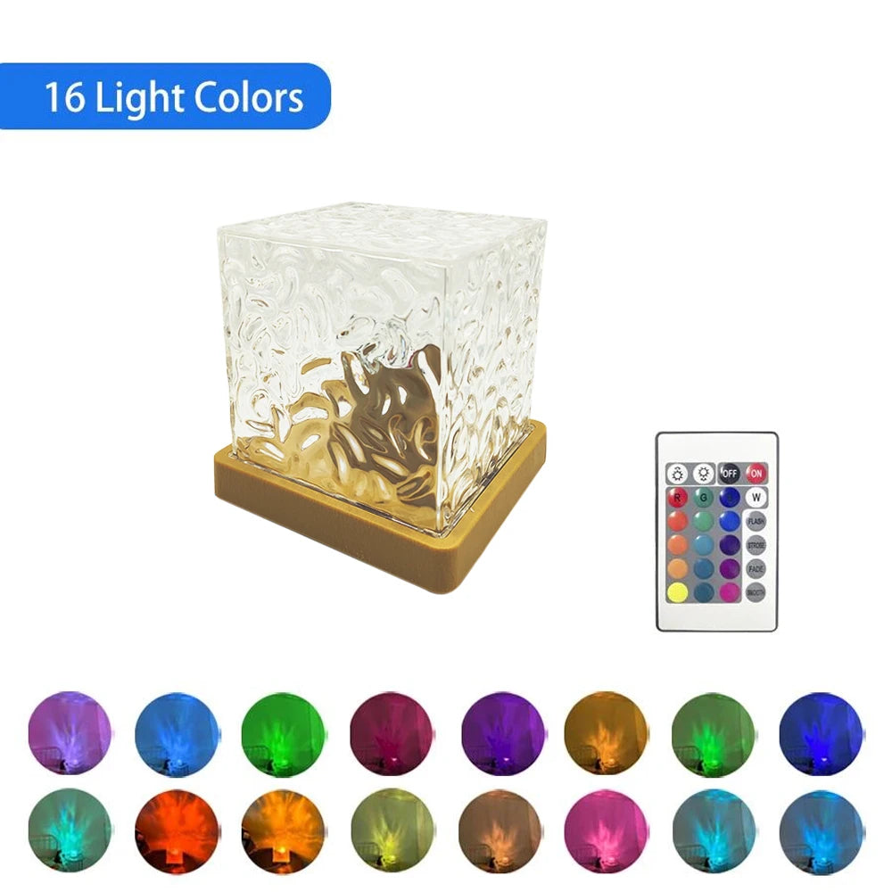 Northern Lights Projector Lamp Acrylic & Wood | 16 RGB Colours, 4 Modes | Rechargeable Room-Wide Northern Lights Effect