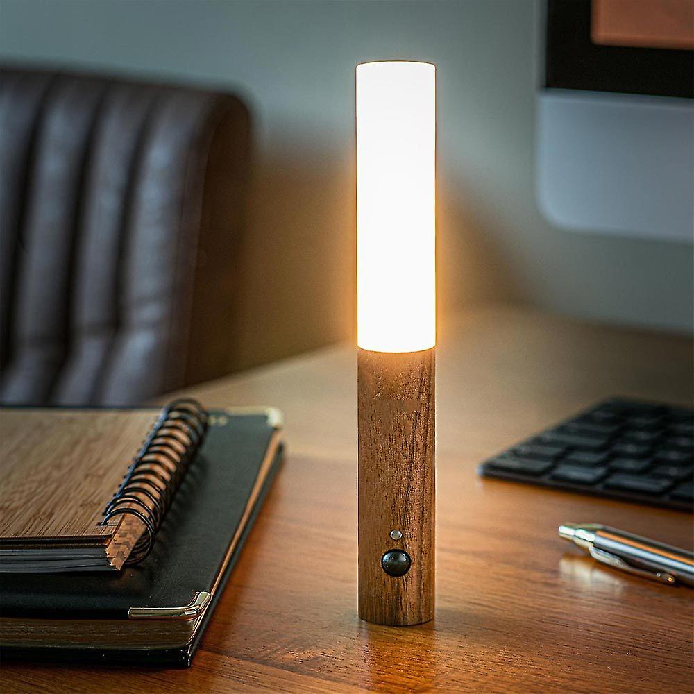 Motion Sensor Torch Lamp Wood & Acrylic 18 cm | Walnut or Ash | Cordless Magnetic Wall Mount, Rechargeable Night Light 7