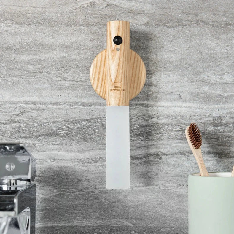 Motion Sensor Torch Lamp Wood & Acrylic 18 cm | Walnut or Ash | Cordless Magnetic Wall Mount, Rechargeable Night Light 5