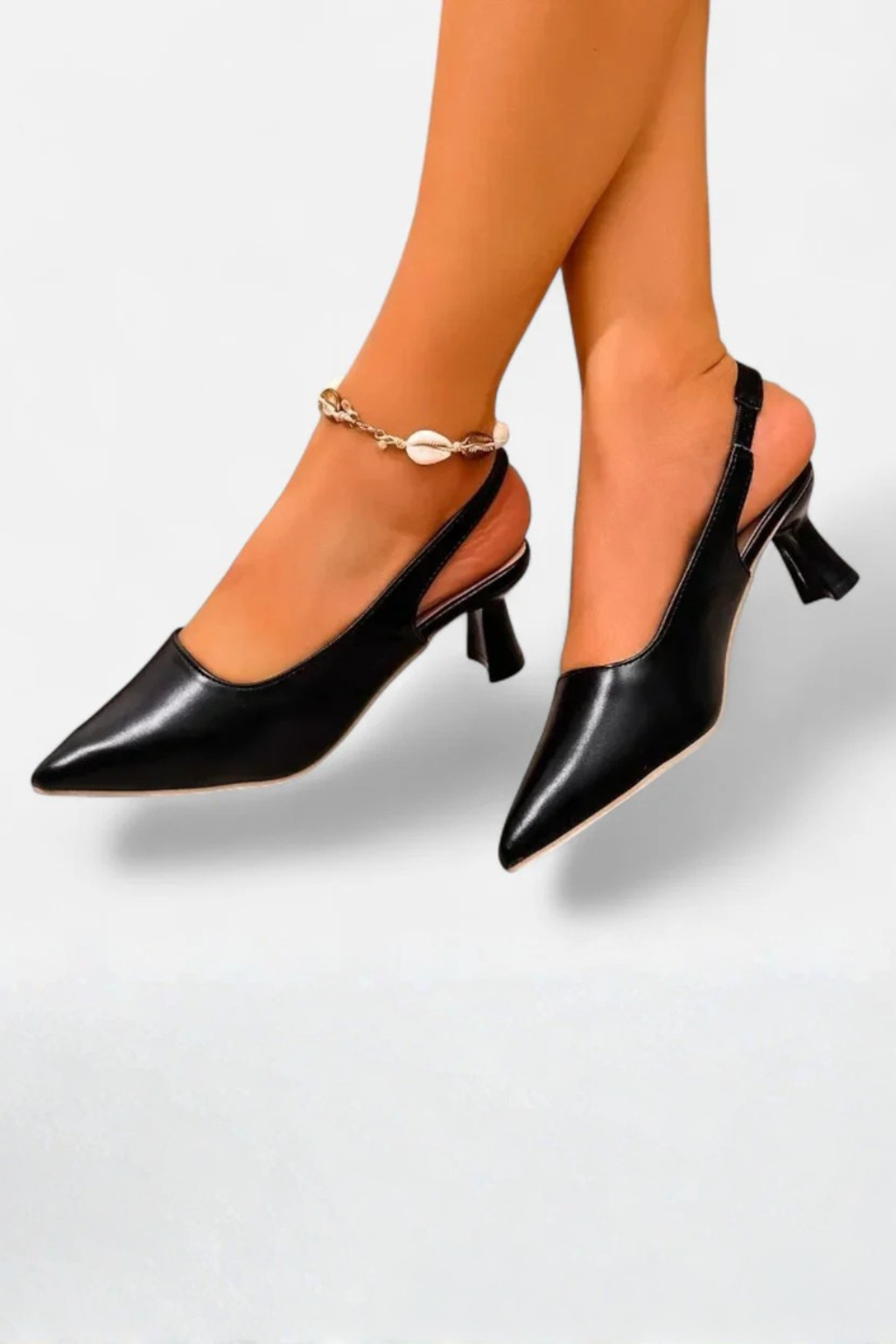 Octavia | Women's Black Slingback Kitten Heels – Pointed Toe Design 1