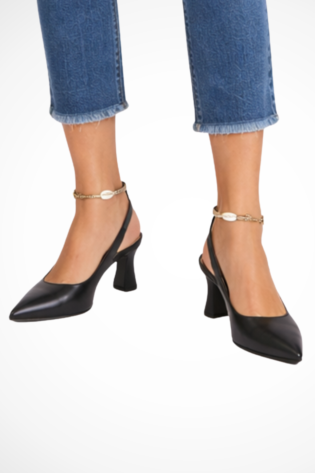 Octavia | Women's Black Slingback Kitten Heels – Pointed Toe Design 2