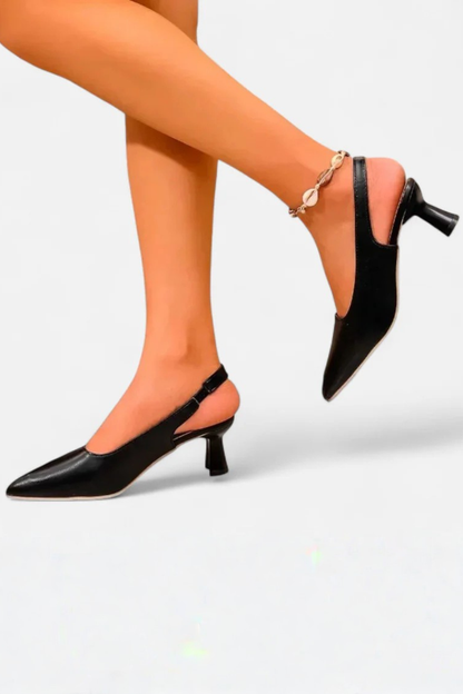 Octavia | Women's Black Slingback Kitten Heels – Pointed Toe Design 3