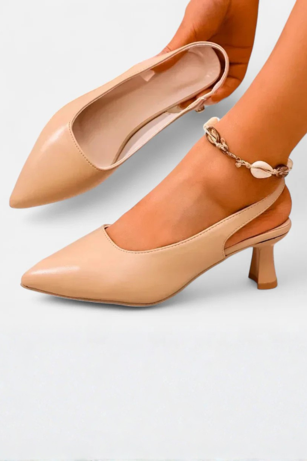 Octavia | Women's Black Slingback Kitten Heels – Pointed Toe Design 7