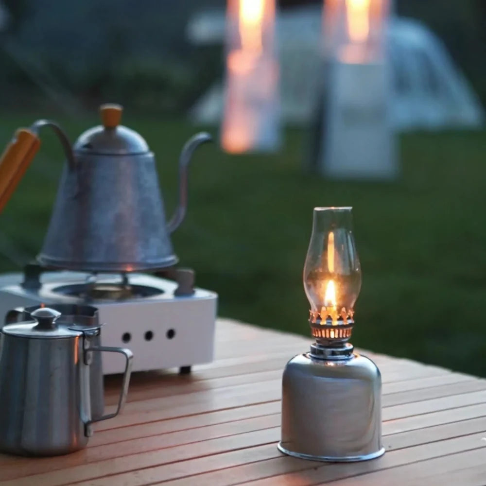 Oil Lamp Electroplated Iron and Glass 19 x 8.5 cm | Gold, Silver, Matte Black | Windproof, Adjustable Flame Control