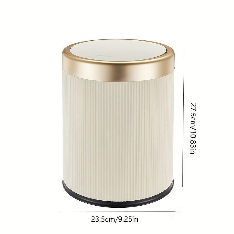 Oval Trash Can | Sage Green Ribbed Press-Top Waste Bin