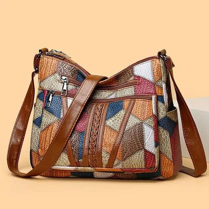 Pamela | Vegan Leather Shoulder Bag – Multicolor Patchwork Design 1