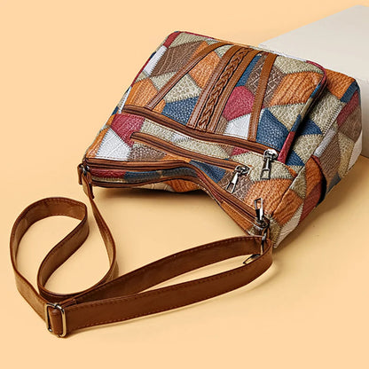 Pamela | Vegan Leather Shoulder Bag – Multicolor Patchwork Design 2