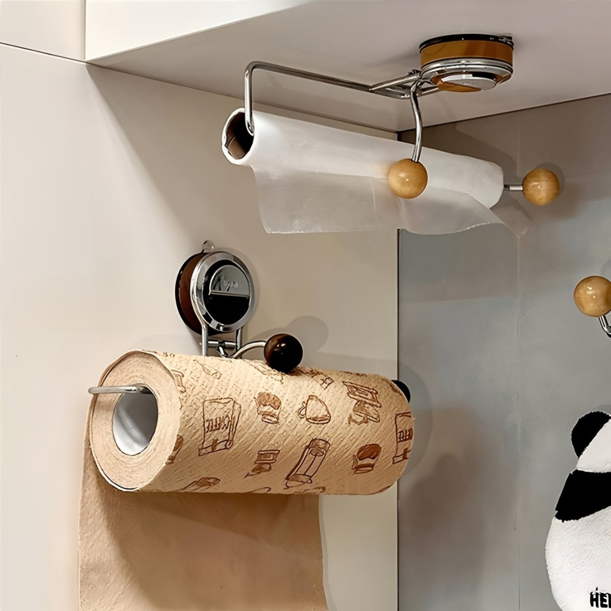 Paper Towel Holder | Lever Suction Mount, Rounded End Stops