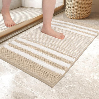 PebbleKnit | Non-Slip Bath Mat – Ultra-Absorbent Chenille Stripes 2