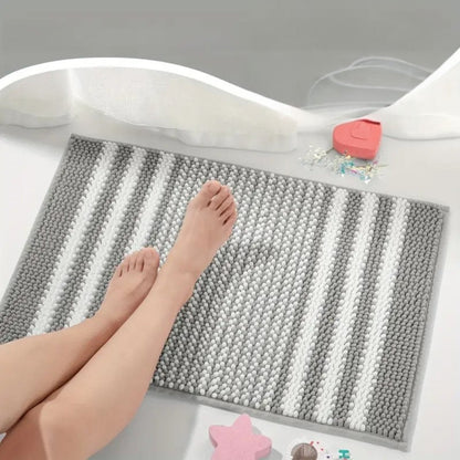 PebbleKnit | Non-Slip Bath Mat – Ultra-Absorbent Chenille Stripes 3
