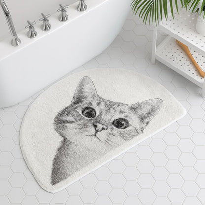 Peeping Kitty | Non-Slip Bath Mat – Soft Polyester Cat Design 3