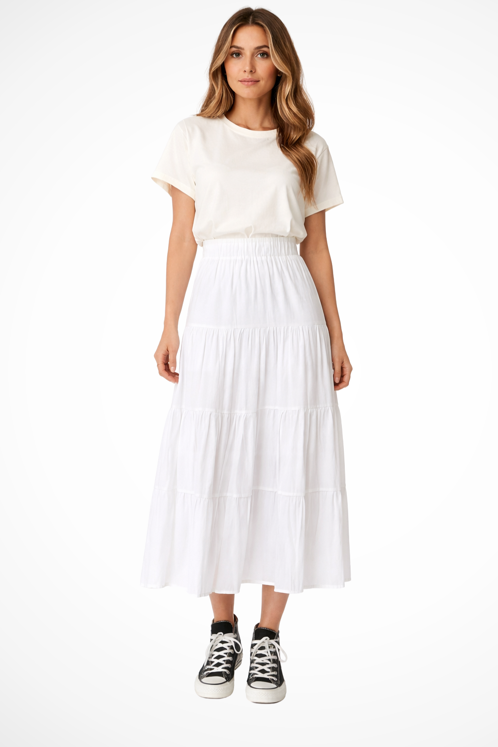Penelope | High Waist Maxi Skirt – Tiered Design, Full Length for Women 0