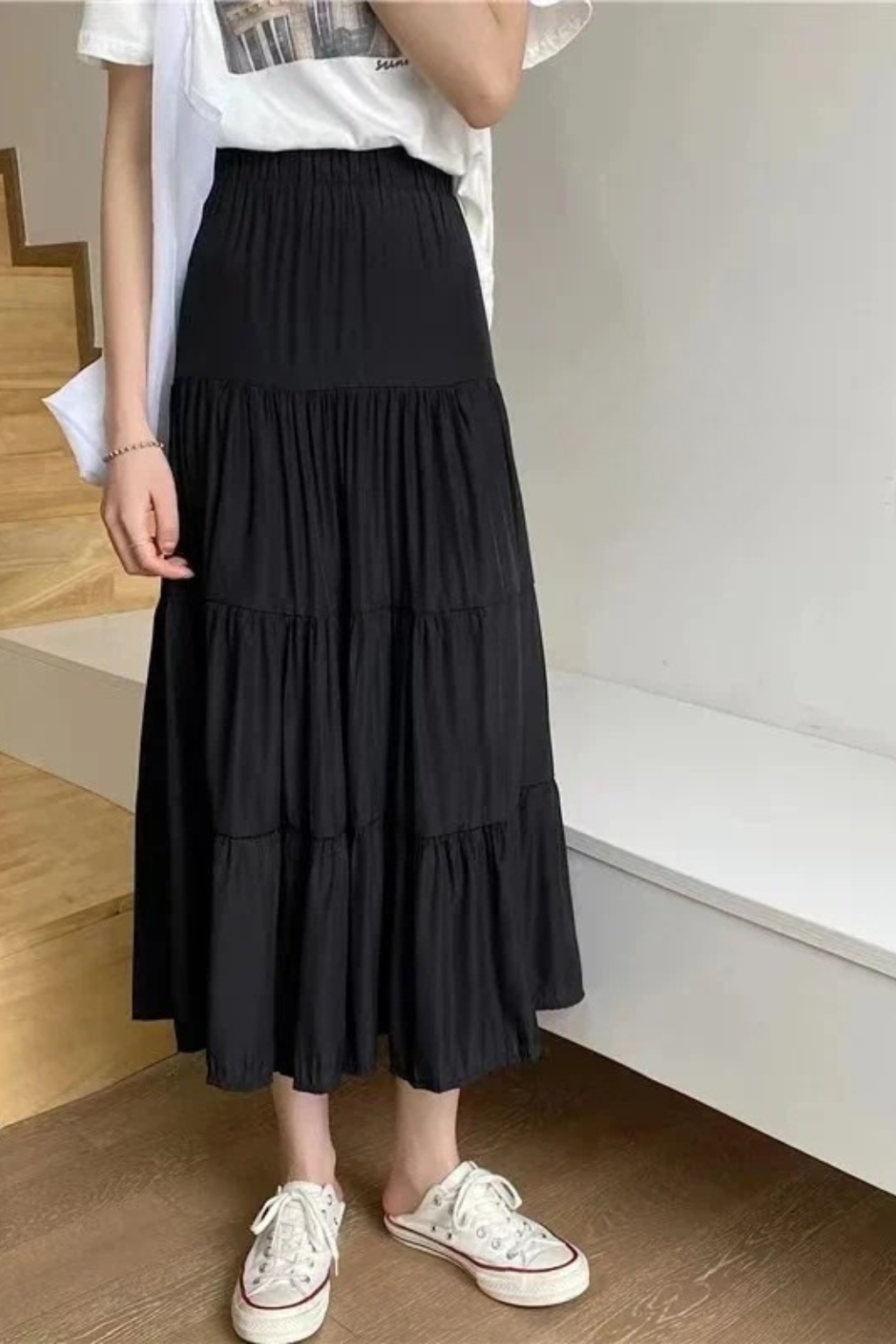 Penelope | High Waist Maxi Skirt – Tiered Design, Full Length for Women 5