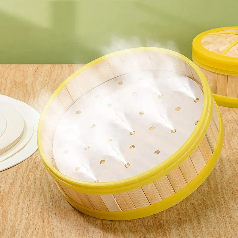 Perforated Anti-Stick Steamer Paper 100/400pcs | Waterproof & Heat Resistant | Reusable Non-Stick Liner for Cooking