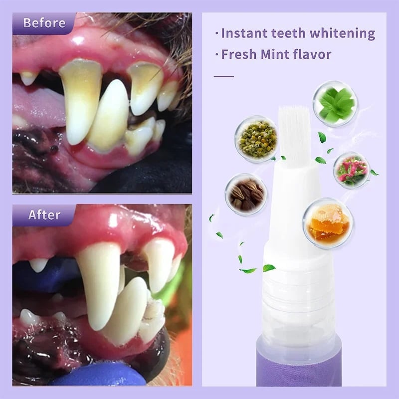 Pet Dental Gel for Dogs & Cats | Baking Soda & Herbal Extract Formula | Fights Tartar Buildup & Bad Breath Naturally