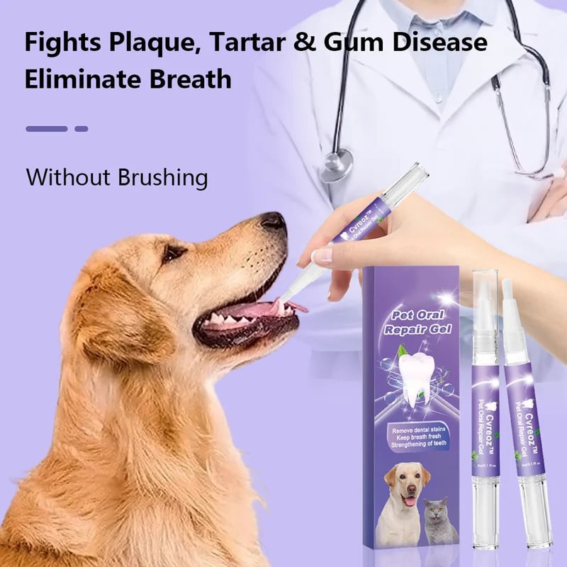 Pet Dental Gel for Dogs & Cats | Baking Soda & Herbal Extract Formula | Fights Tartar Buildup & Bad Breath Naturally