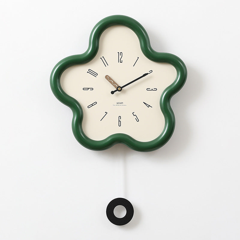 Petalux | 3D Floral Pendulum Wall Clock with Silent Sweep Movement - Decorative Bedroom Clock