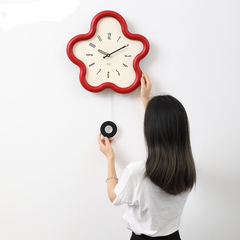 Petalux | 3D Floral Pendulum Wall Clock with Silent Sweep Movement - Decorative Bedroom Clock