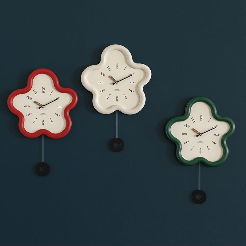 Petalux | 3D Floral Pendulum Wall Clock with Silent Sweep Movement - Decorative Bedroom Clock