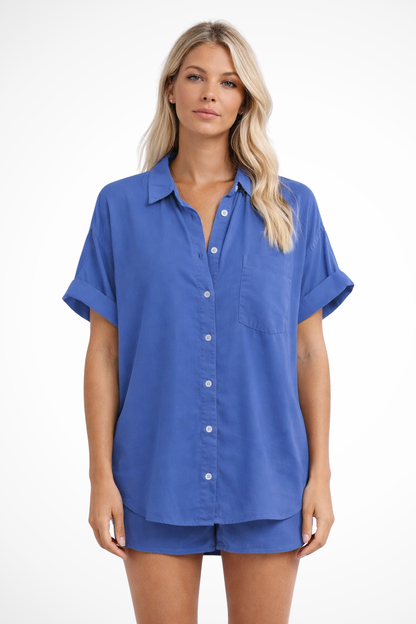 Phoebe | Women's Shirt - Oversized Button-Down with Chest Pocket 5