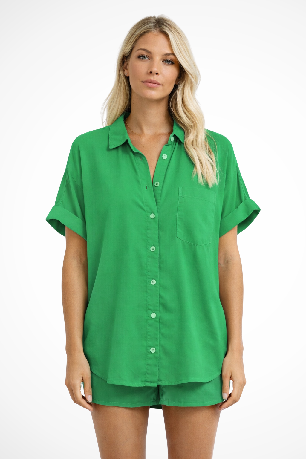 Phoebe | Women's Shirt - Oversized Button-Down with Chest Pocket 8