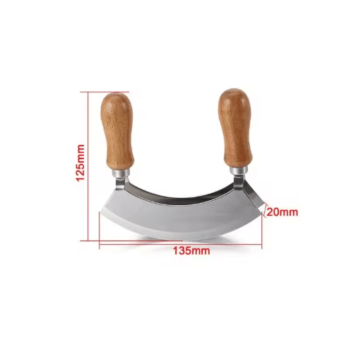Pizza Rocker Knife Stainless Steel | Double Blade Mezzaluna Chopper | Smooth Even Slicing Without Dragging Toppings