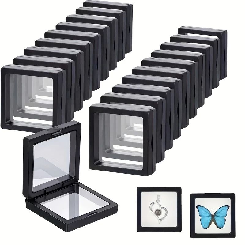 Plastic Display Box Set of 10 | Clear Lids with Secure Closure | Stackable Storage for Jewellery, Coins and Collectibles