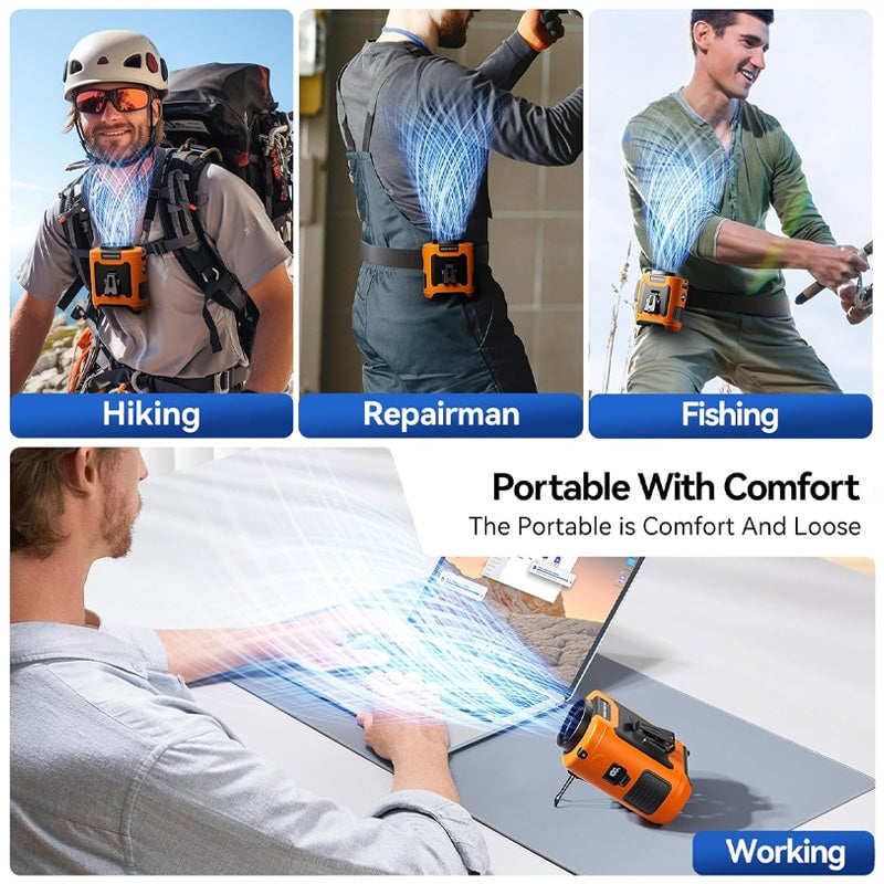 Portable Belt Fan Hands-Free Clip-On | Adjustable Speed USB Rechargeable | Lightweight ABS Plastic Build with Belt Clip