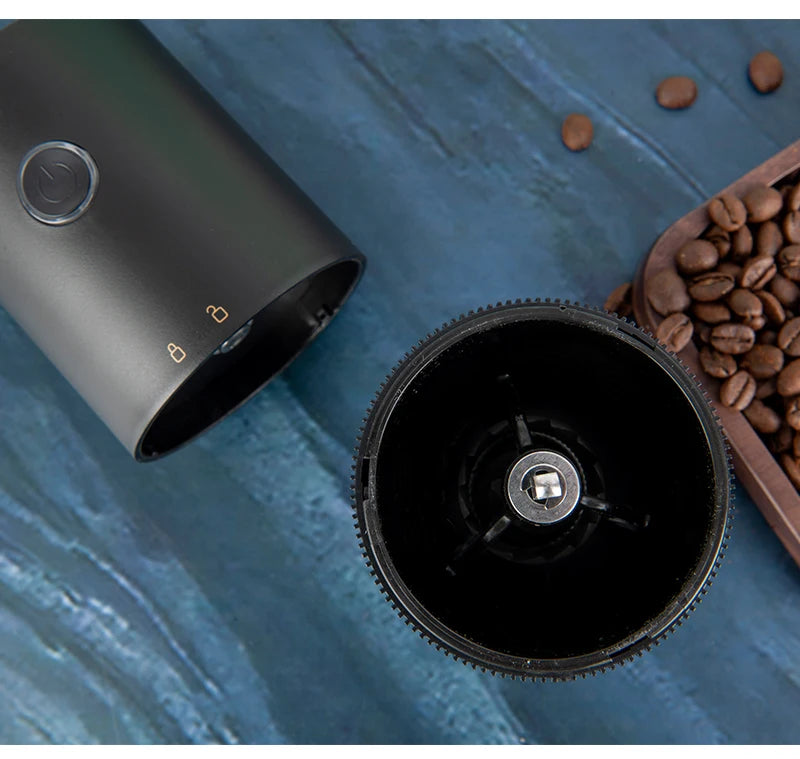 Portable Coffee Grinder | Lit One-Key Top, Clear Catch Cup