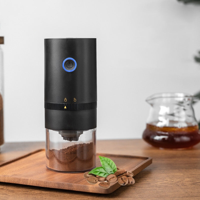 Portable Coffee Grinder | Lit One-Key Top, Clear Catch Cup