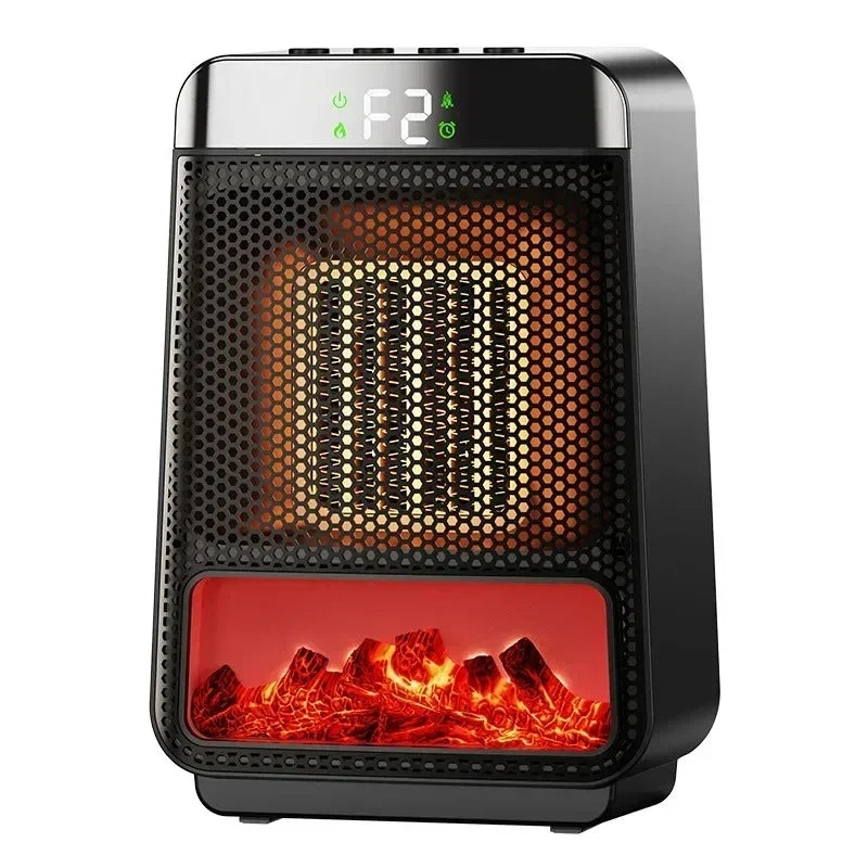 Portable Electric Heater 1500W | PTC Fast Heating with Flame Effect | Eco-Friendly, Low Energy & Quiet Operation