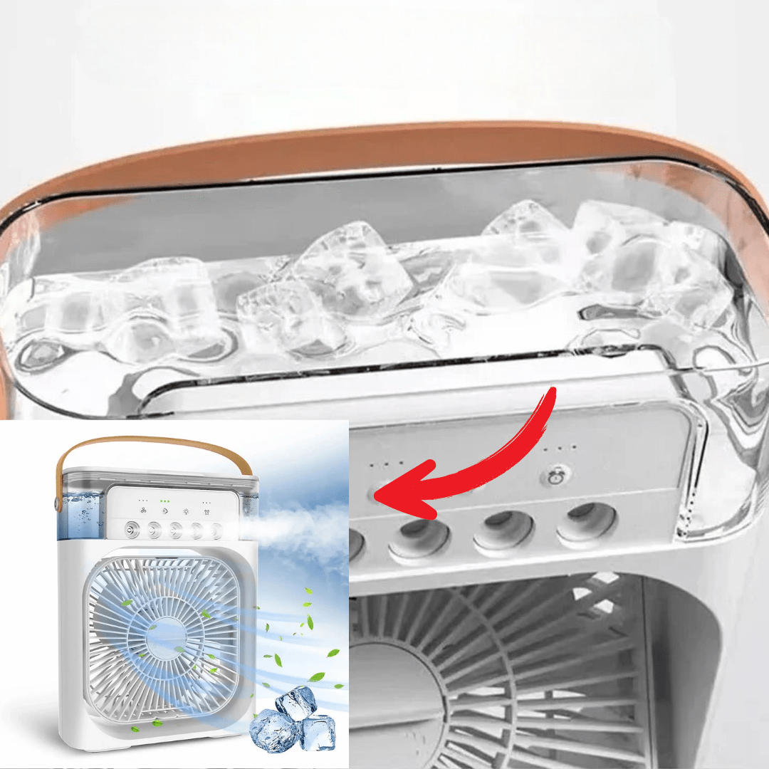 Portable Mini Humidifier Fan | Square Grille, Carry Handle