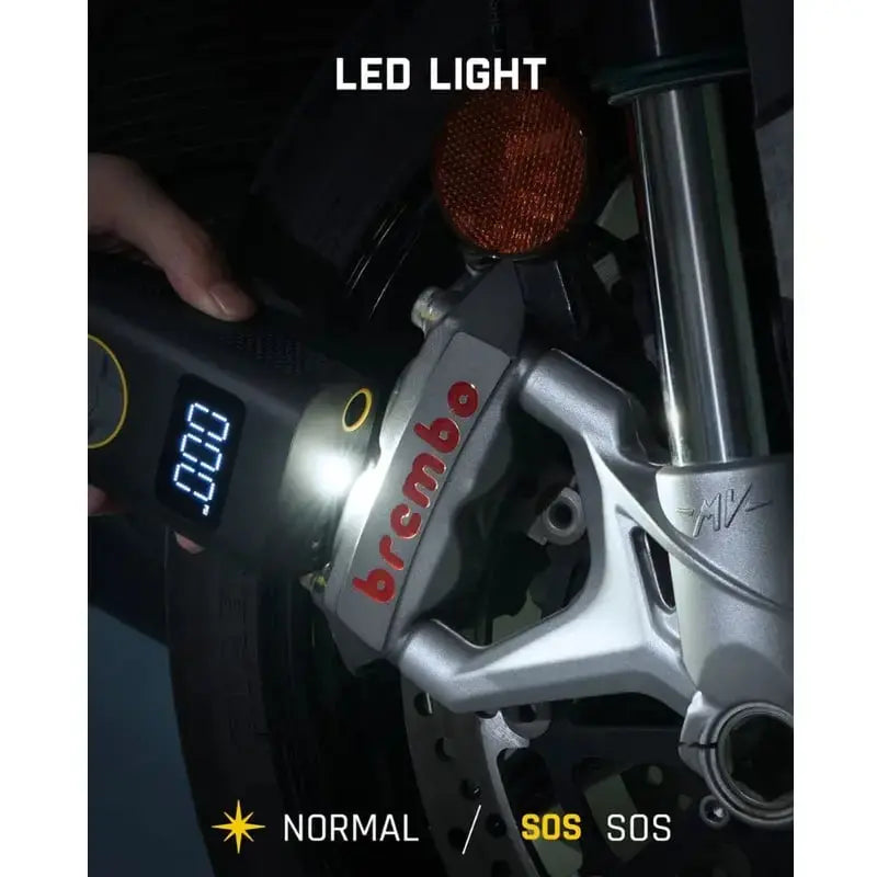 Portable Tyre Inflator Compressor | Automatic Pressure Control up to 150 PSI | Cordless 4000mAh Rechargeable Battery, LED Light