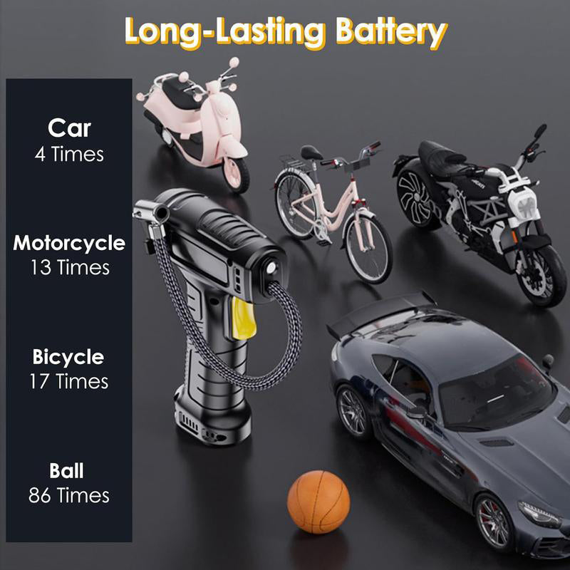 Portable Tyre Inflator Cordless | Digital Pressure Display & Auto Shut-Off | 35L/min Fast Inflation with LED Light