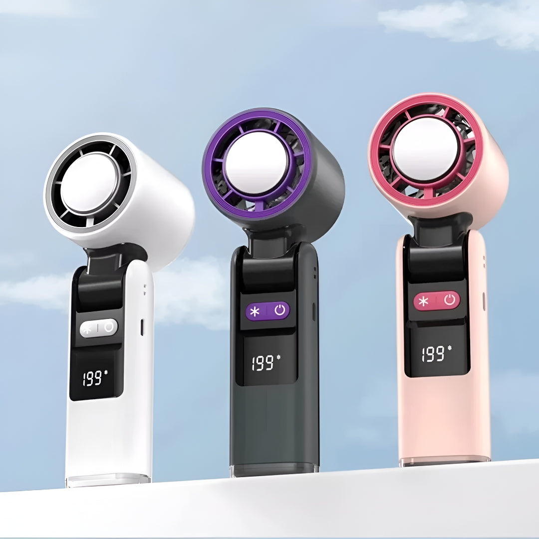 Portable Rechargeable Handheld Fan | USB-C Charging, Digital Display | 4000 mAh Battery, Cooling Plate, 3-in-1 Use 6