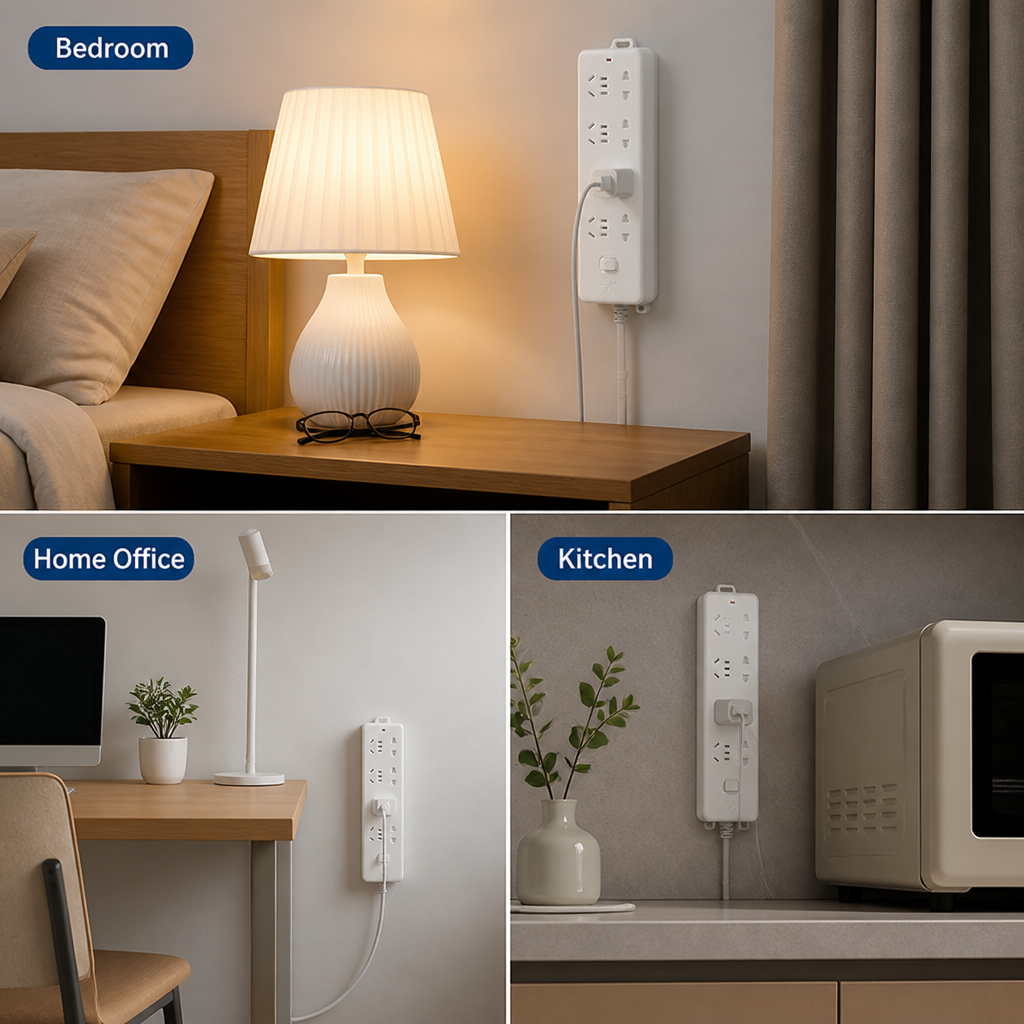 Power Strip Holder ABS Set of 3 | Tool-Free Self-Adhesive Mount | Holds Up to 7 kg, Slide-Rail Repositionable Design