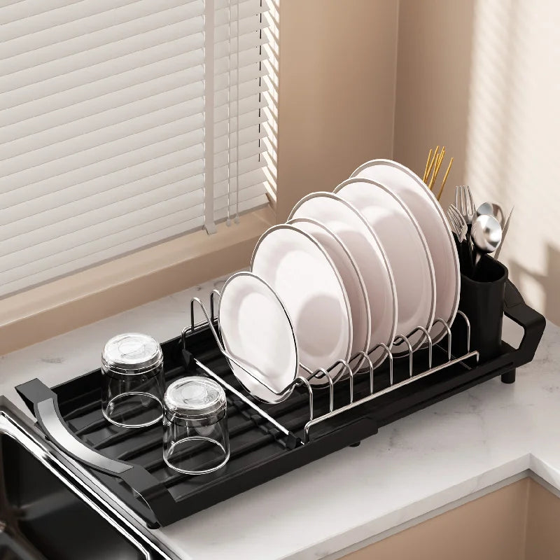 Pull-Out Dish Drying Rack Multi-Purpose Expandable Kitchen Dish Drainer 1