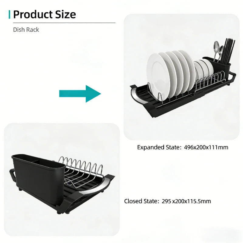Pull-Out Dish Drying Rack Multi-Purpose Expandable Kitchen Dish Drainer 2