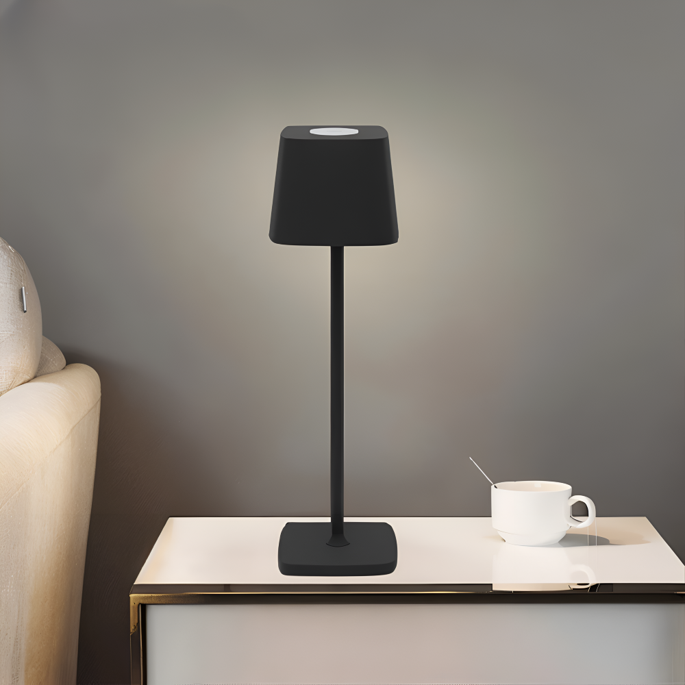 Portable LED Table Lamp Aluminium Alloy 10.5 x 37 cm | Black, White or Brown | Cordless Touch Dimming, 12-Hour Battery 1