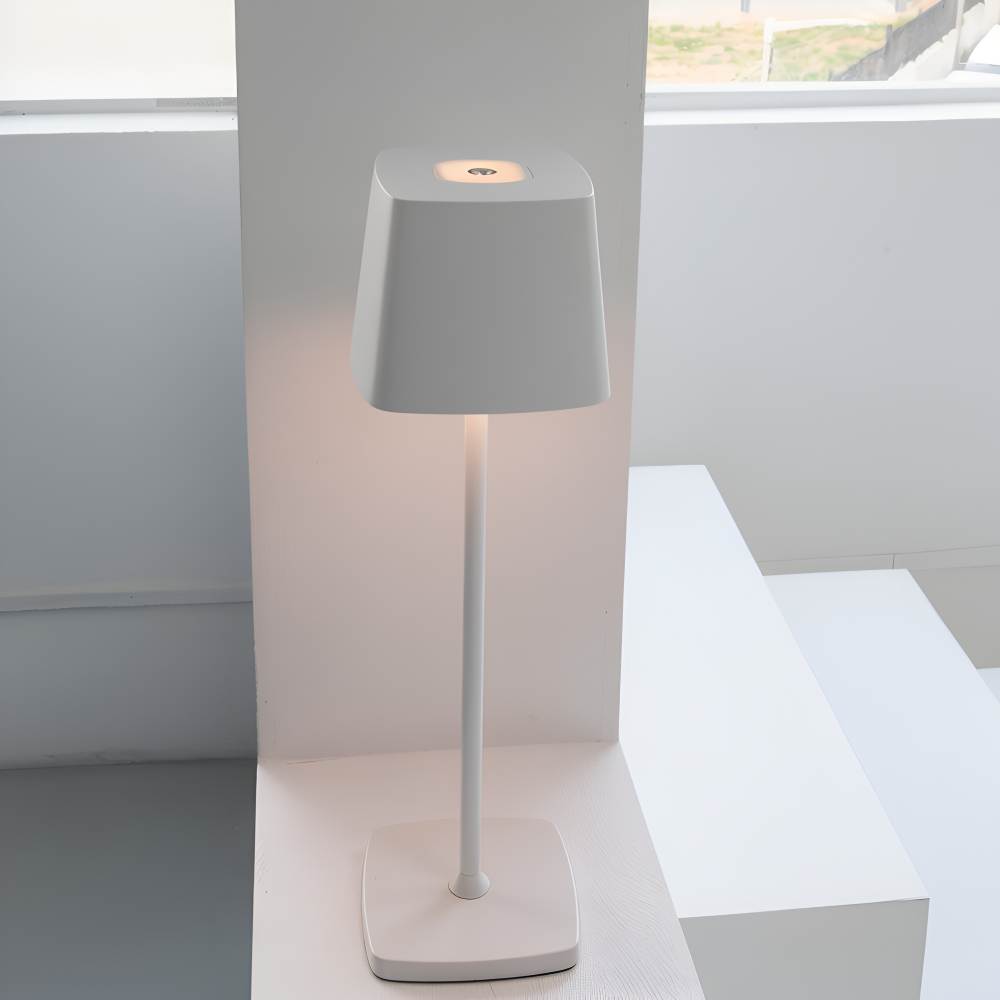 Portable LED Table Lamp Aluminium Alloy 10.5 x 37 cm | Black, White or Brown | Cordless Touch Dimming, 12-Hour Battery 2