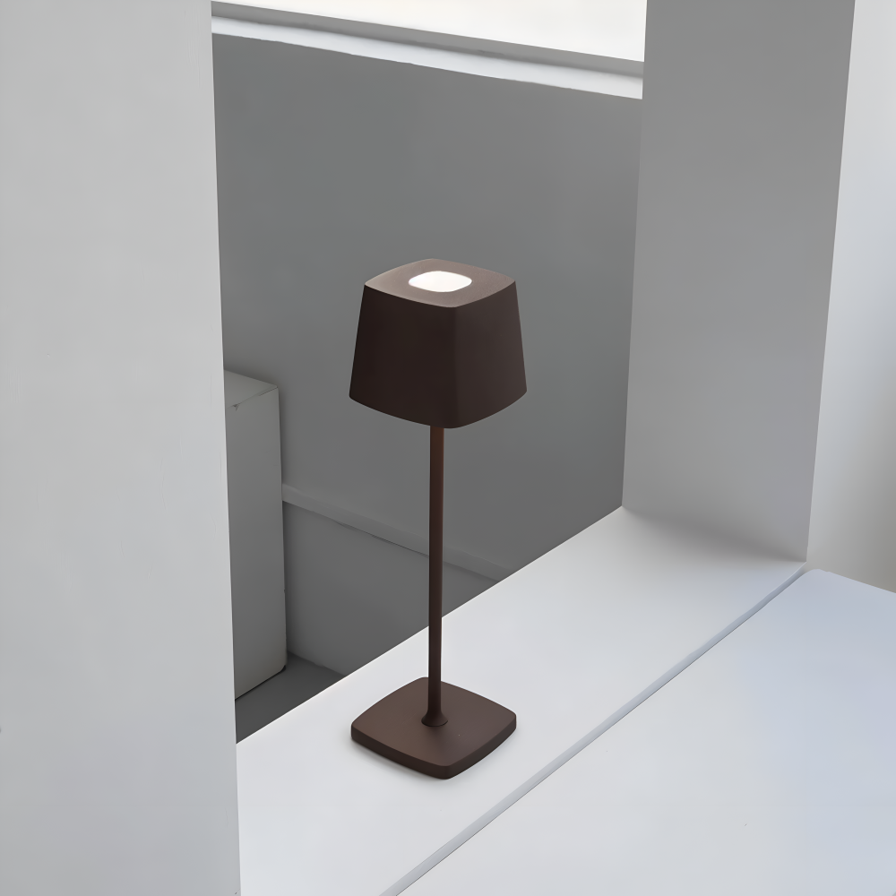 Portable LED Table Lamp Aluminium Alloy 10.5 x 37 cm | Black, White or Brown | Cordless Touch Dimming, 12-Hour Battery 4