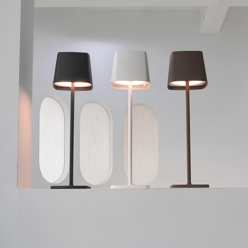 Portable LED Table Lamp Aluminium Alloy 10.5 x 37 cm | Black, White or Brown | Cordless Touch Dimming, 12-Hour Battery 7