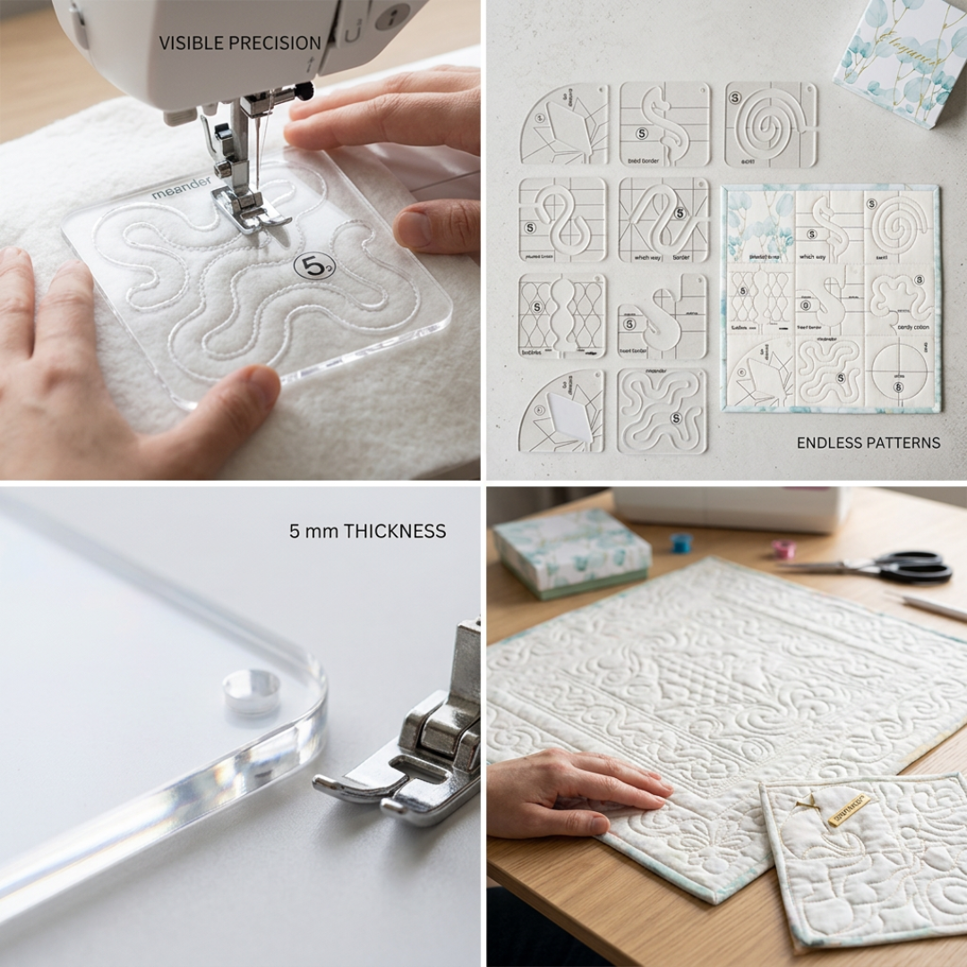 Quilt Template Set 12 Pieces | SewTrace Acrylic Free-Motion Quilting Guides