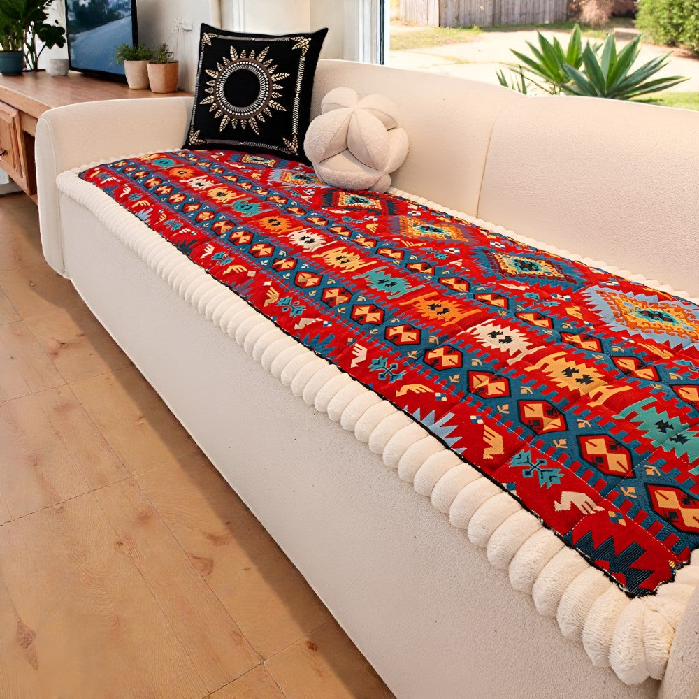 Quilted Sofa Cover | CozyFit Ethnic Pattern Couch Protector