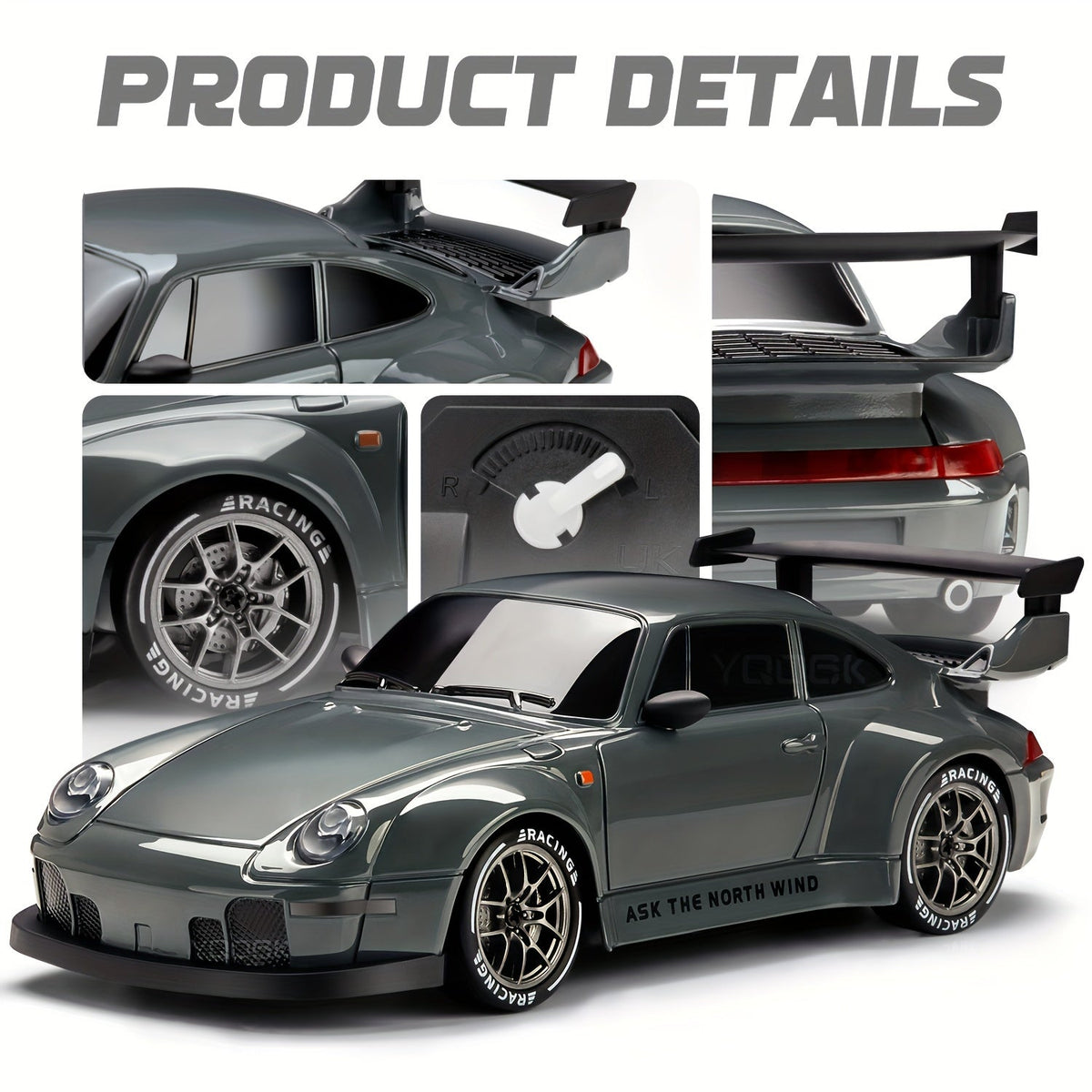 RC Drift Car 1:24 Scale | 4WD System with LED Wheels | USB Rechargeable Battery for Indoor and Outdoor Racing Fun