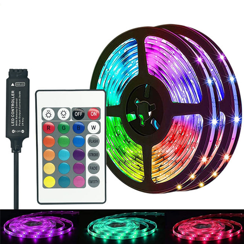 RGB LED Strip Light | Bluetooth App and Remote Control | Cuttable, Flexible Tape with Self-Adhesive Backing for Any Surface