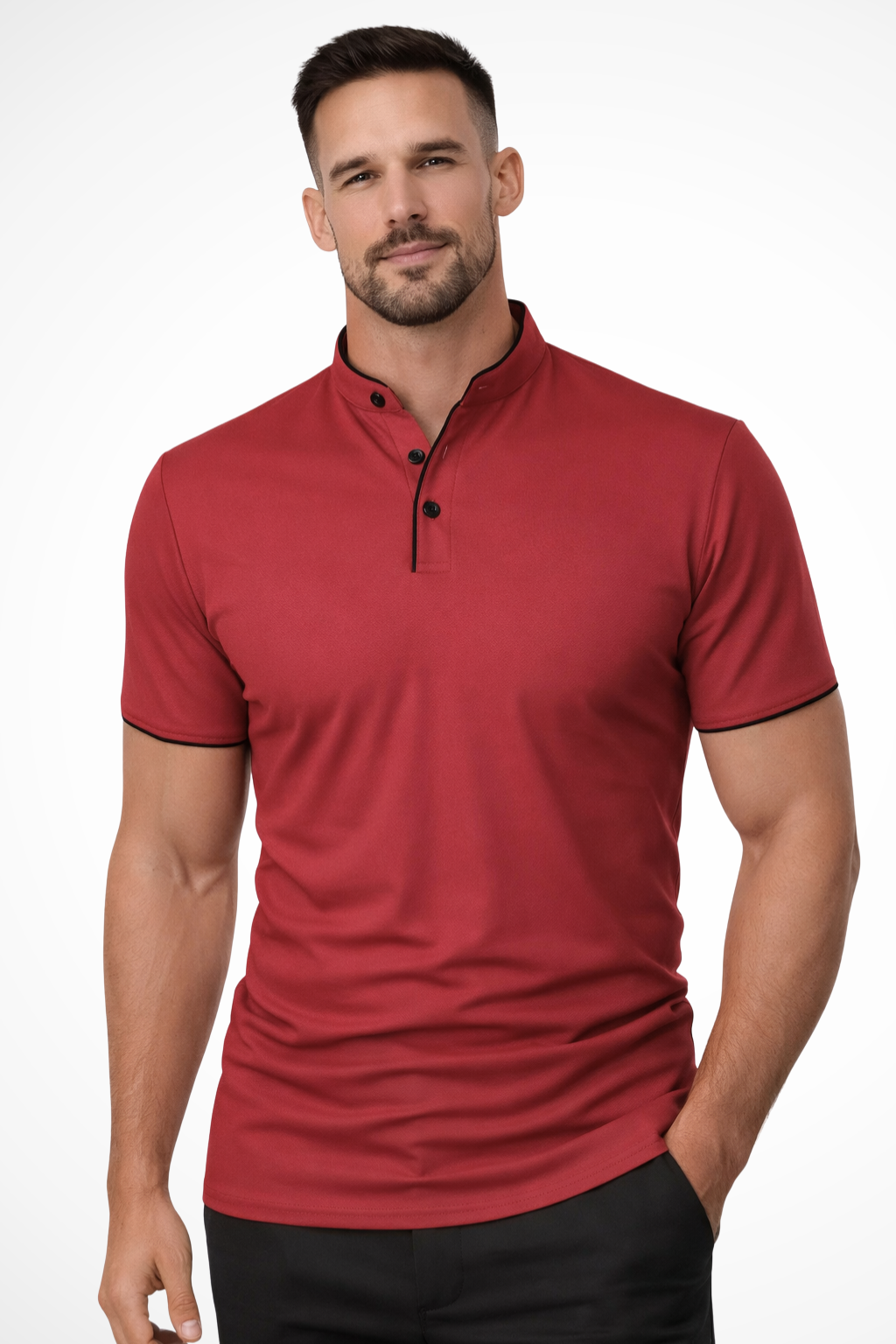 Rafferty | Men's Polo Shirt - Collarless Slim Fit Design in Cotton